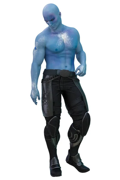 Scifi Alien Man Mit Blauer Haut Illustration Rendering — Stockfoto