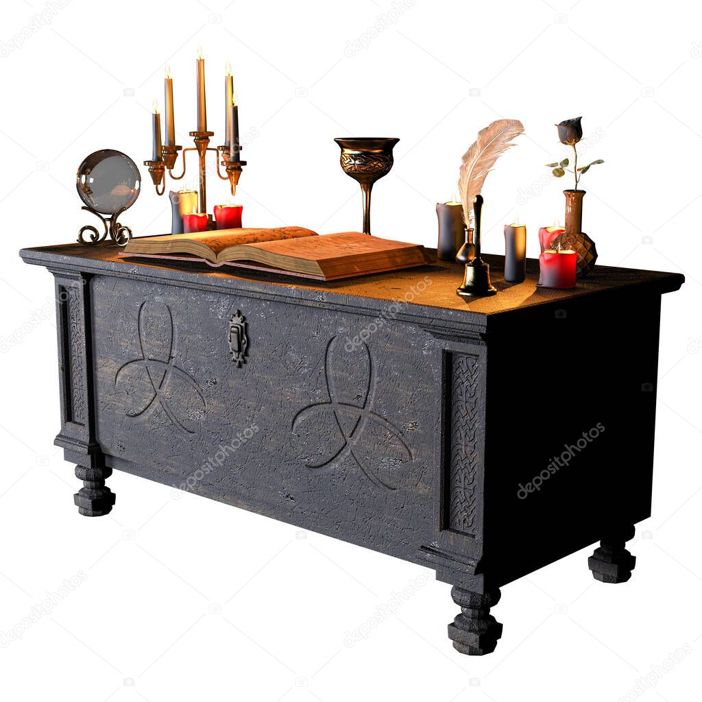 Magician Table Side View, 3D Illustration, 3D Rendering