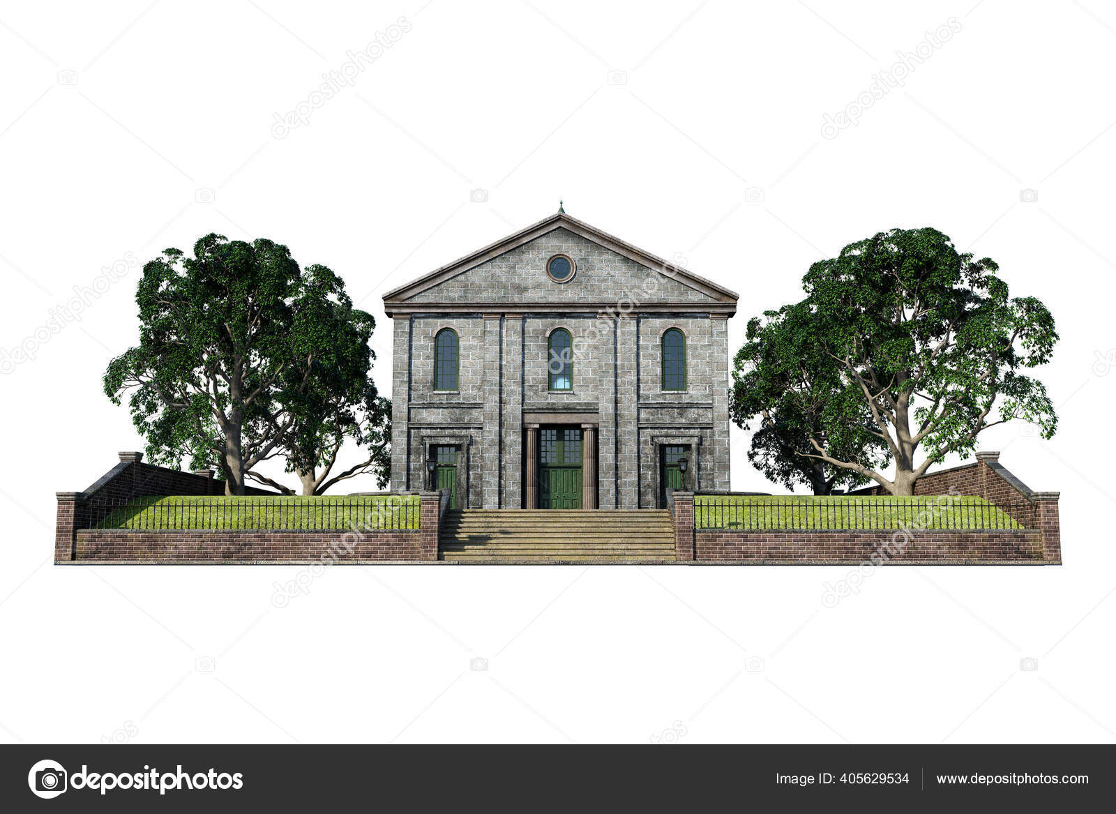 Academy Building Fantasy Architecture Illustration Rendering Stock