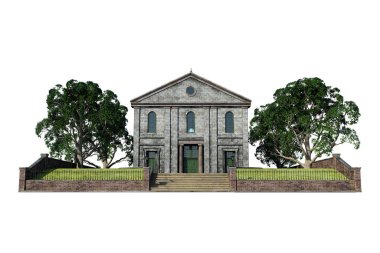 Akademi Binası Fantezi Mimarisi, 3D illüstrasyon, 3D canlandırma