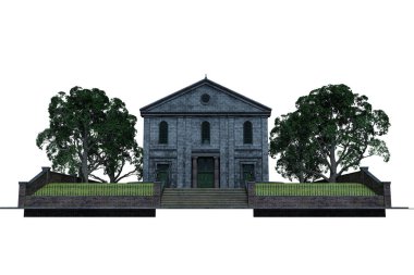 Akademi Binası Fantezi Mimarisi, 3D illüstrasyon, 3D canlandırma