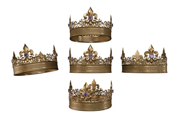 Coroa Jeweled Medieval Fundo Isolado Ilustração Renderização — Fotografia de Stock