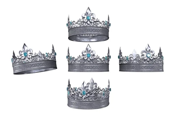 Medieval Jeweled Crown Isolated Background Illustration Rendering — Stock Photo, Image