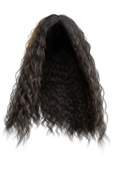 Длинные Вьющиеся Волосы Изолированном Фоне Рендеринг Иллюстрация — стоковое фото