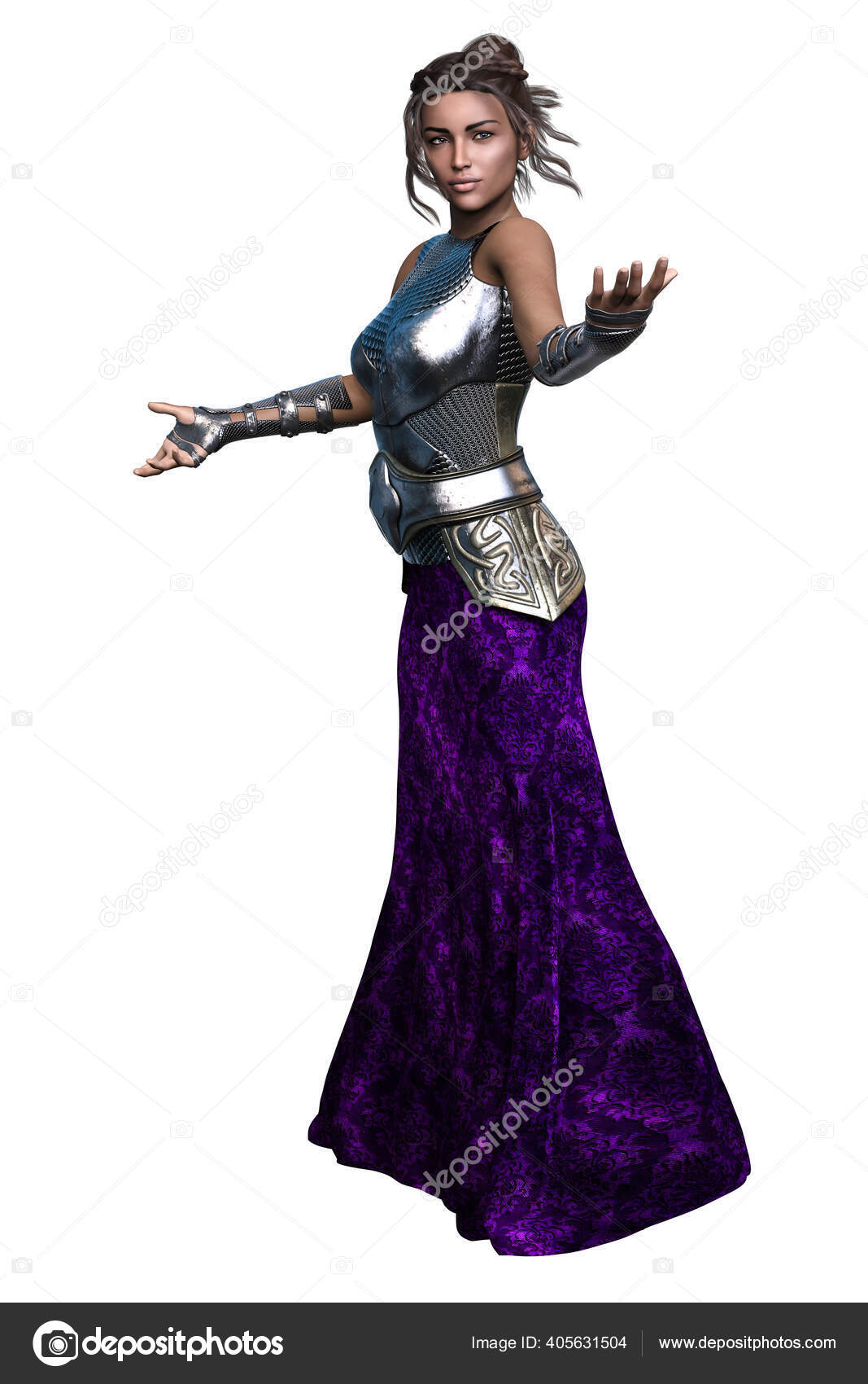 Poc Medieval Fantasy Warrior Femme Avec Epee Sur Fond Blanc Image Libre De Droit Par Authorsassembler C