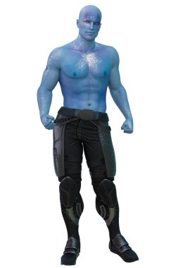 Mavi Derili Bilimci Uzaylı Adam, 3D Görüntü, 3D