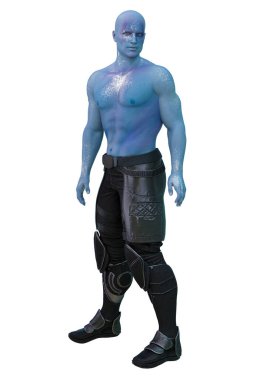 Mavi Derili Bilimci Uzaylı Adam, 3D Görüntü, 3D