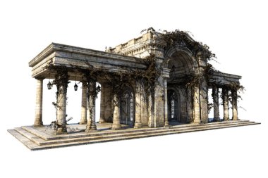 Kulübe Fantezi Mimarisi, 3D illüstrasyon, 3D canlandırma
