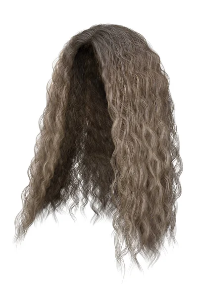 Zole Edilmiş Arkaplanda Uzun Kıvırcık Saç Boyutlu Çizim Boyutlu Illüstrasyon — Stok fotoğraf