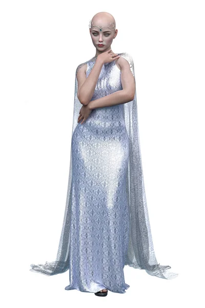 Средневековая Женщина Фантазии Платье Изолированном Белом Фоне Иллюстрация Рендеринг — стоковое фото