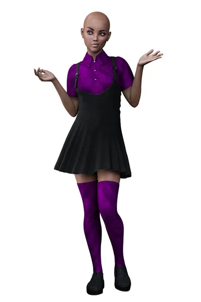 Urban Fantasy Goth Academy Poc Teen Rendering Illustration — Stock Photo, Image