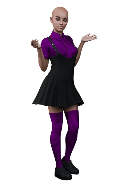 Urban Fantasy Goth Academy Poc Teen Rendering Illustration — Stock Photo, Image