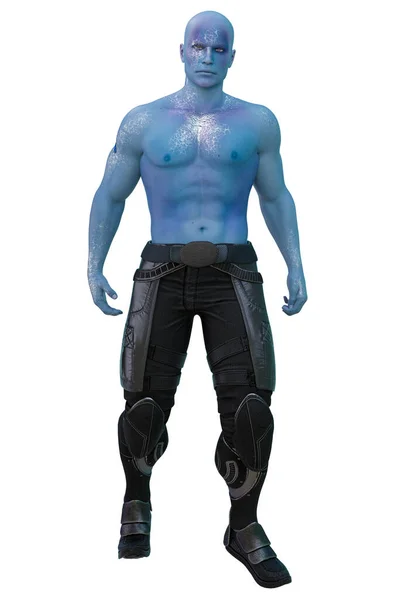Scifi Alien Man Kék Bőrrel Illusztráció Renderelés — Stock Fotó