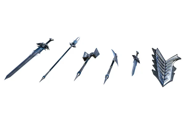 Fantasy Weapons Sword Set Illustration Rendering — Stock Photo, Image