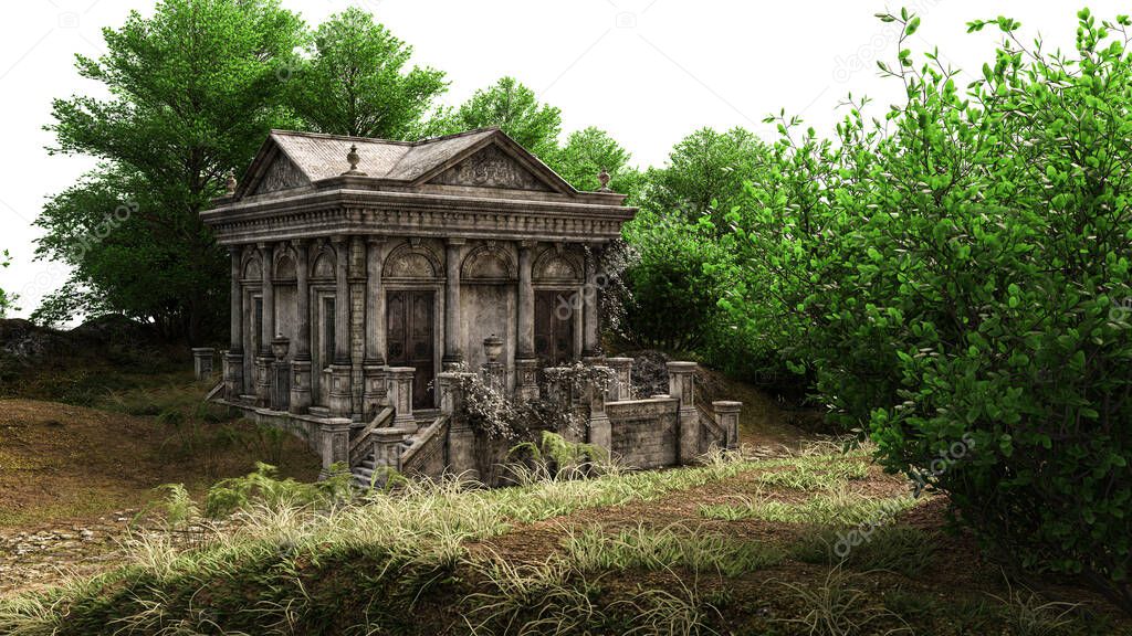 Cottage House Fantasy Architecture, 3D illustration, 3D rendering