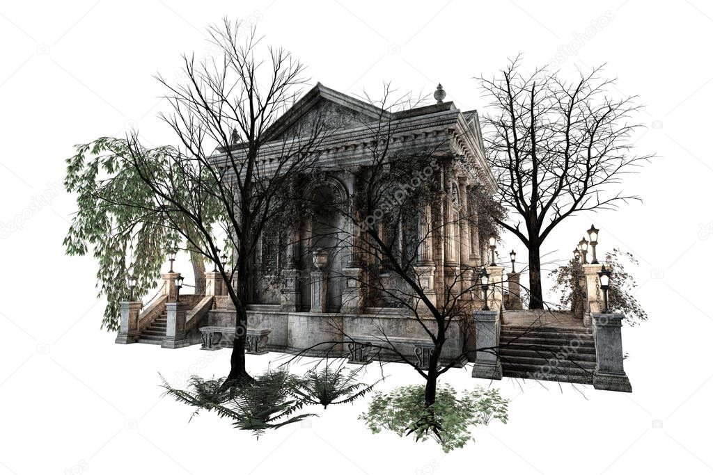 Academy Mansion Fantasy Architecture, 3D illustration, 3D rendering