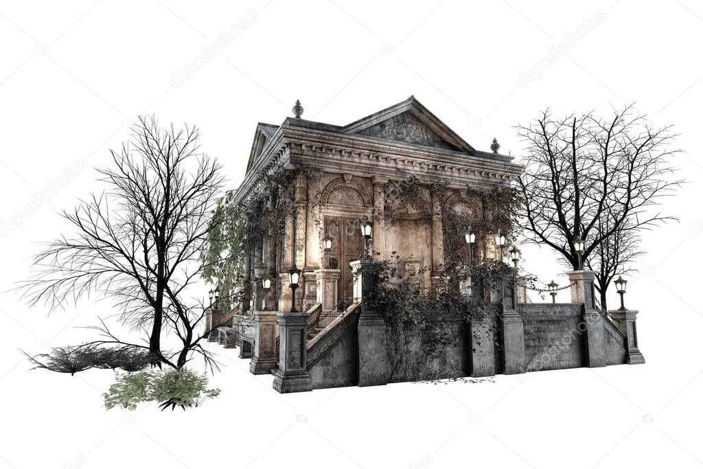 Academy Mansion Fantasy Architecture, 3D illustration, 3D rendering