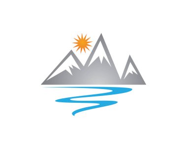 Dağ manzarası logosu ve simgeler şablonu