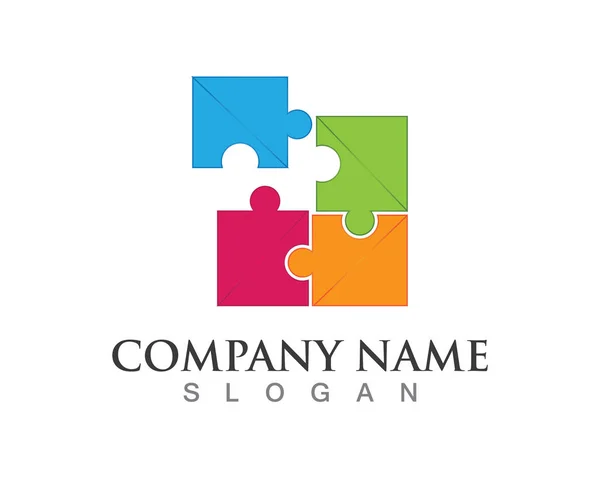 Puzzle Comunidad Personas Cuidado Logo Símbolos Plantilla — Vector de stock