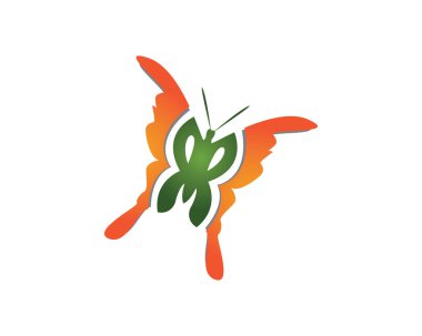 Kelebek kavramsal basit ve renkli bir simge. Logosunu görmeniz gerekir. Vektör illustratio