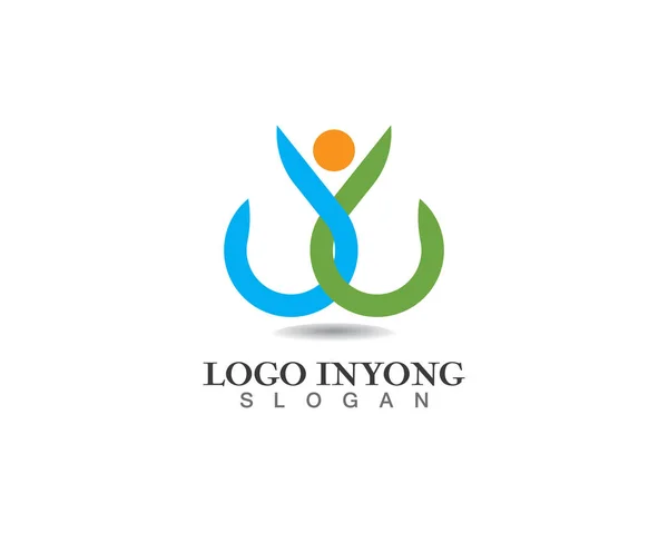 Salute Successo Persone Cura Logo Simboli Templat — Vettoriale Stock