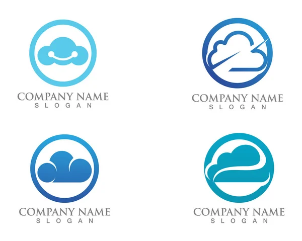 Cloud Server Logo Dei Dati Simboli Icone — Vettoriale Stock