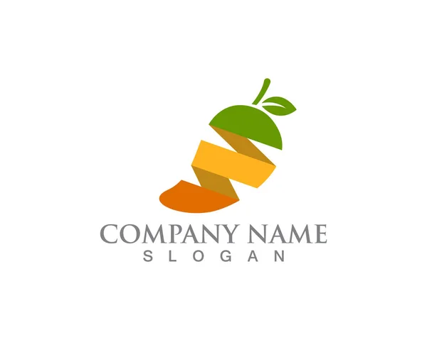 Mango Logo Icono Fruta Vector Plantilla — Vector de stock