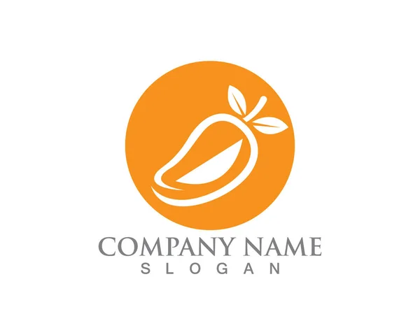 Mango Logo Icono Fruta Vector Plantilla — Vector de stock