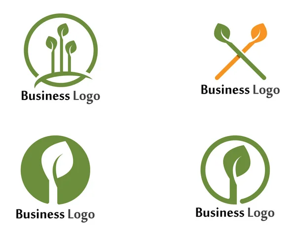 Logo Hoja Árbol Icono Vector Plantilla Diseño Ilustración — Vector de stock