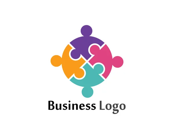 Símbolos Rede Comunitária Logo Vector Template — Vetor de Stock