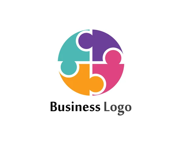 Símbolos Rede Comunitária Logo Vector Template — Vetor de Stock