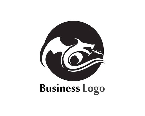 Hoofd Dragon Egale Kleur Logo Sjabloon Vector Illustratio — Stockvector