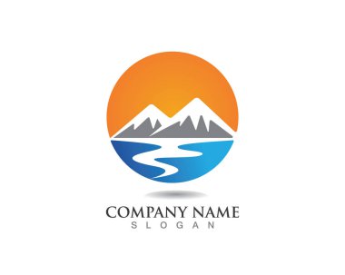 Dağ manzarası logosu ve simgeler şablonu