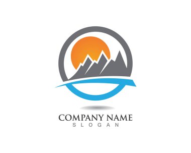 Dağ manzarası logosu ve simgeler şablonu