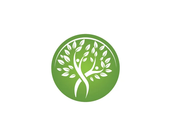 Strom Rodiny Listí Zelené Logo Symboly Vektor Šablona — Stockový vektor