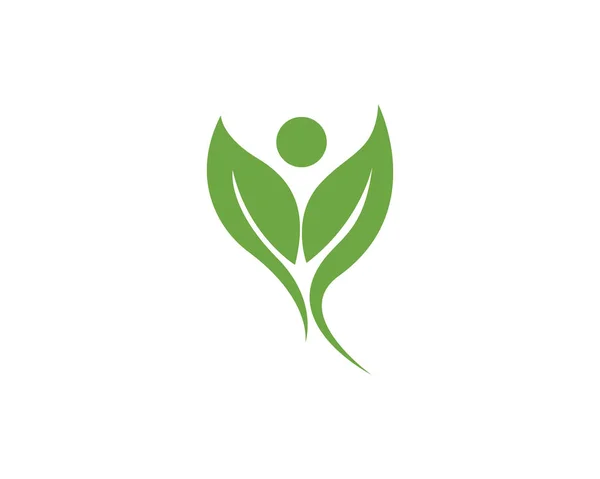 Folha Árvore Família Logotipo Verde Símbolos Modelo Vetorial — Vetor de Stock