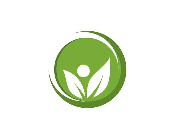 Árbol Familia Hoja Verde Logotipo Símbolos Vector Plantilla — Vector de stock