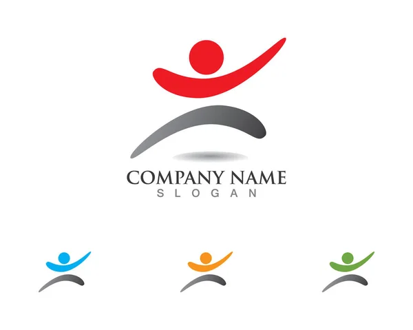 Salute Persone Successo Persone Cura Logo Simboli Templat — Vettoriale Stock