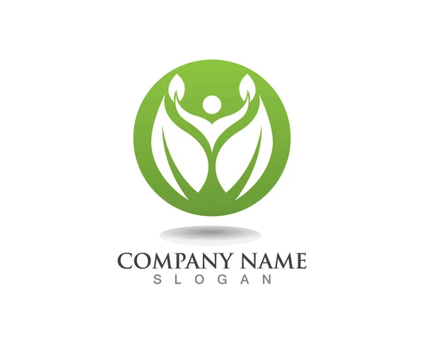 Insanlar Yeşil Doğa Logo Sembol Yaprak — Stok Vektör
