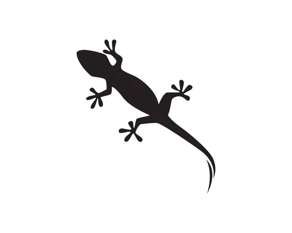 Černá Silueta Gecko Chameleon Ještěrka — Stockový vektor