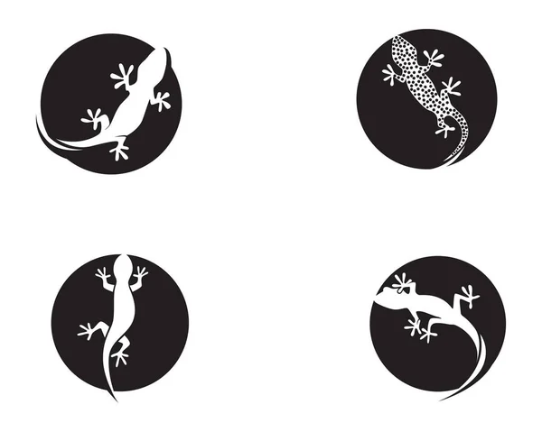 Hagedis Chameleon Gecko Silhouet Zwart — Stockvector