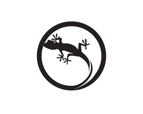 Gyík Kaméleon Gecko Silhouette Fekete — Stock Vector