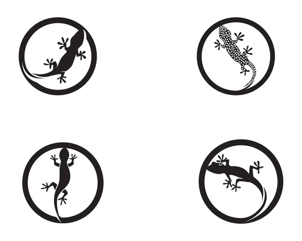 Echse Chamäleon Gecko Silhouette Schwarz — Stockvektor