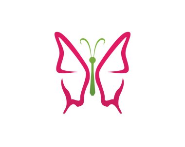 Kelebek kavramsal basit ve renkli bir simge. Logosunu görmeniz gerekir. Vektör illustratio