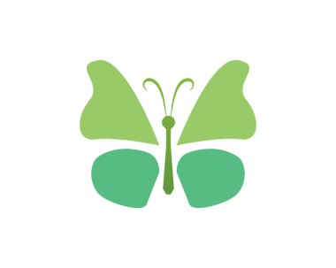 Kelebek kavramsal basit ve renkli bir simge. Logosunu görmeniz gerekir. Vektör illustratio