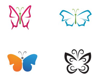 Kelebek kavramsal basit ve renkli bir simge. Logosunu görmeniz gerekir. Vektör illustratio