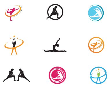 Atletik yoga vücut logo ve simge simgeler vektör