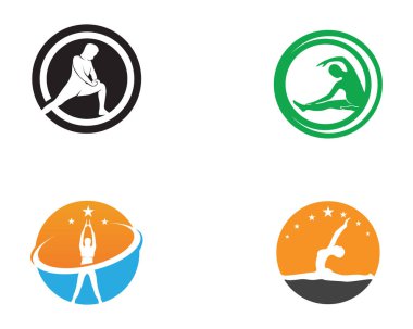 Atletik yoga vücut logo ve simge simgeler vektör