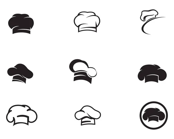 Chef Hat Logo Symbols Black Color Vector — Stock Vector