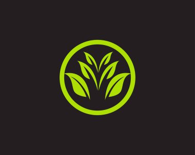 Yeşil yapraklı ekoloji doğa element ikonu logoları